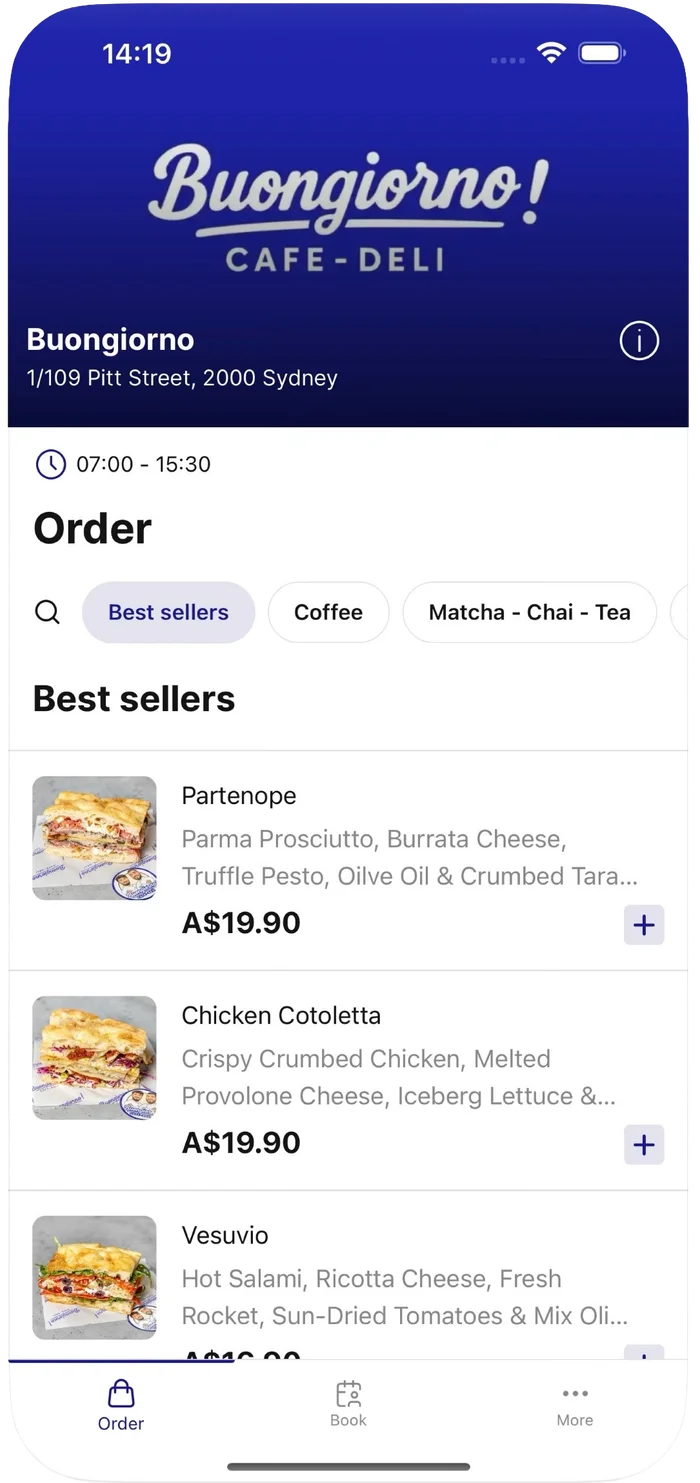 Buongiorno Mobile App Interface
